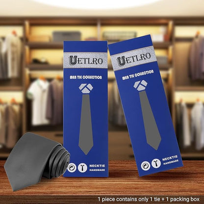 Black Ties For Men Solid Pure Color Formal Neckties 3.15" (8CM) Men's Tie for Business and Wedding with Gift Box