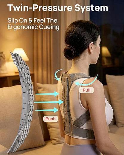 OFIR Upper Back Posture Corrector for Women, After-Work Sofa Reading Support, Twin-Pressure System Back Straightener Posture Brace For Women, 3D Diamond Breathable Cushioning,High-Elastic Straps
