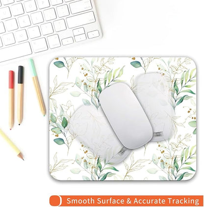 Square Mouse Pad Pretty Leaves, Personalized Premium-Textured Custom Mouse Mat Design, Washable Mousepad Cloth, Non-Slip Rubber Base Computer Mouse Pads for Wireless Mouse