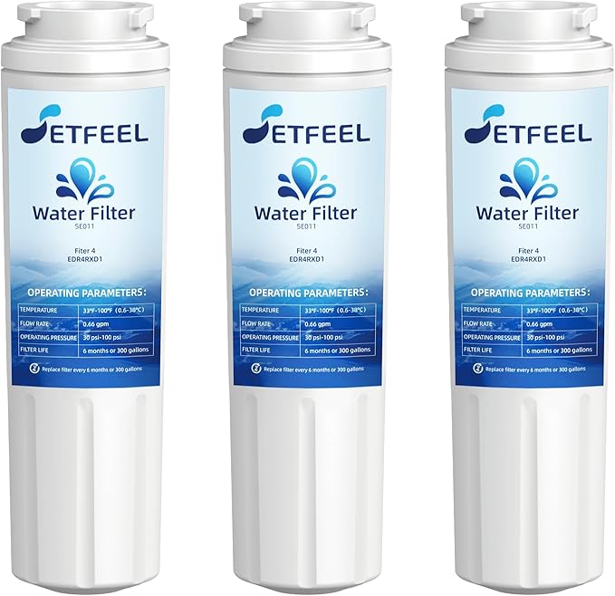 UKF8001 Water Filter Replacement for Kitchenaid, Whirlpool EDR4RXD1, Fiter 4, Fit Kitchenaid Refrigerator Krfc300ess01 wrx735sdhz00 wrx735sdhz01 UKF8001AXX-200, HDX FMM-2, 3 Filter SETFEEL