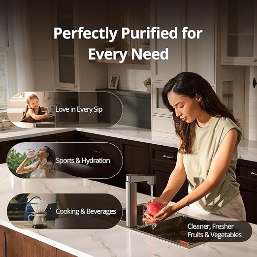 VIOMI® Master M1 Reverse Osmosis Alkaline Mineralization pH+ Water Filter, Lead & PFAS Reduction Under Sink Tankless RO System, NSF/ANSI 372 ETL Tested, Smart Faucet & App Monitor, 1000 GPD, BPA Free