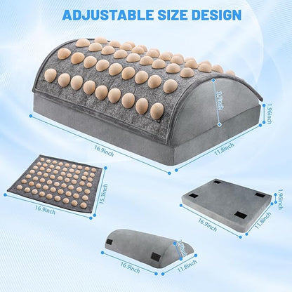 Foot Rest Under Desk at Work, Office Foot Tool Desk Accessories with Washable Cover, Home Spa Massage Wood Foot Acupressure Mat Top, Foam Footrest with 2 Adjustable Heights for Relax (Light Grey)