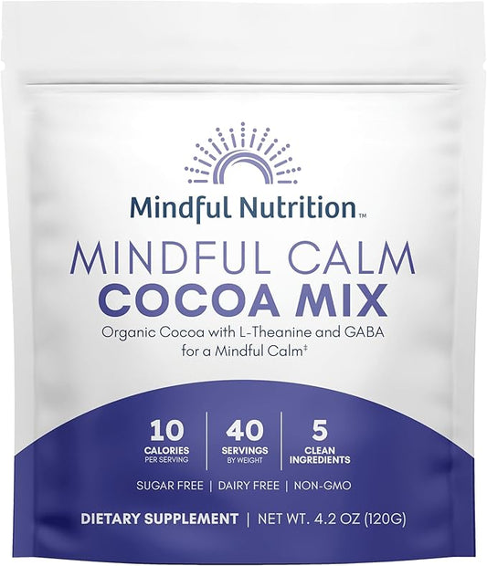Mindful Nutrition Mindful Calm Sugar Free Hot Chocolate Mix - 40 Servings - Anti-Stress Drink Mix Powder Sleepy Cocoa Nighttime Relaxation Natural Sleep Aid