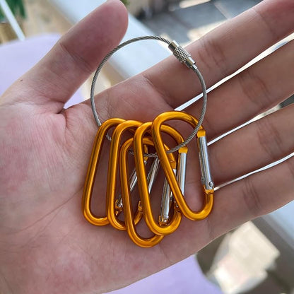 30PCS Aluminum Carabiner Clips, 2" D Shape Spring Snap Hooks Carabiner with 30PCS Keyring Keychain Hook