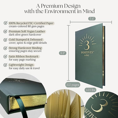 3 Positives a Day™ – One-Year Journal for Daily Mindfulness, Gratitude & Happiness | Therapist-Created | Evidence-Based Practice with Weekly Well-Being Tips | Undated I Gratitude Journal Gifts for Women & Men 2026
