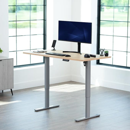 VIVO Electric 60 x 24 in Standing Desk, Memory Height Adjustment, 1B Series, One-Piece Light Wood Top, Gray Frame, DESK-KIT-1G6C