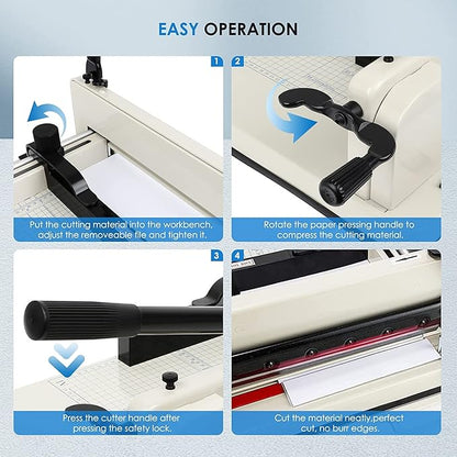 FAHKNS 12" Heavy Duty Guillotine Trimmer Paper Cutter,Cortadora de Papel 400 Sheets Paper Trimmer with Double Safety Protection Durable HSS Blade for Cutting Paper