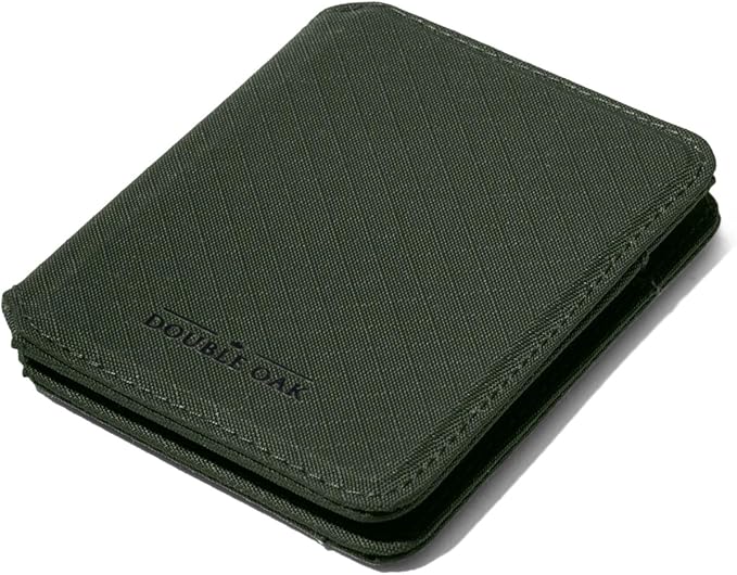 CLOUD Wallet Slim Minimalist — Magnetic Closure, Lightweight Design, Quick Access Pull Tab - Top Grain Leather Front Pocket Wallet (Ripstop Moss)