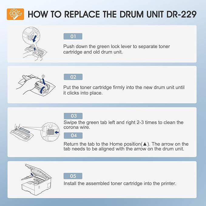 DR229 DR229CL Drum Unit 4-Pack Compatible Replacement for Brother DR229 DR-229CL for MFC-L3780cdw MFC-L3720cdw HL-L3220cdw HL-L3280cdw HL-L3295cdw DCP-L3560cdw Printer