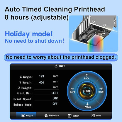 MZK A3 Plus DTF Printer XP600 Doubled-Speed,13+" DTF Film,Built-in Holiday Automatic Timed Cleaning Printhead,LED Multi-Function Fouch Screen,Film Cutter,Gift Ink 2 Year(XP600 DTF Printer+oven(white))