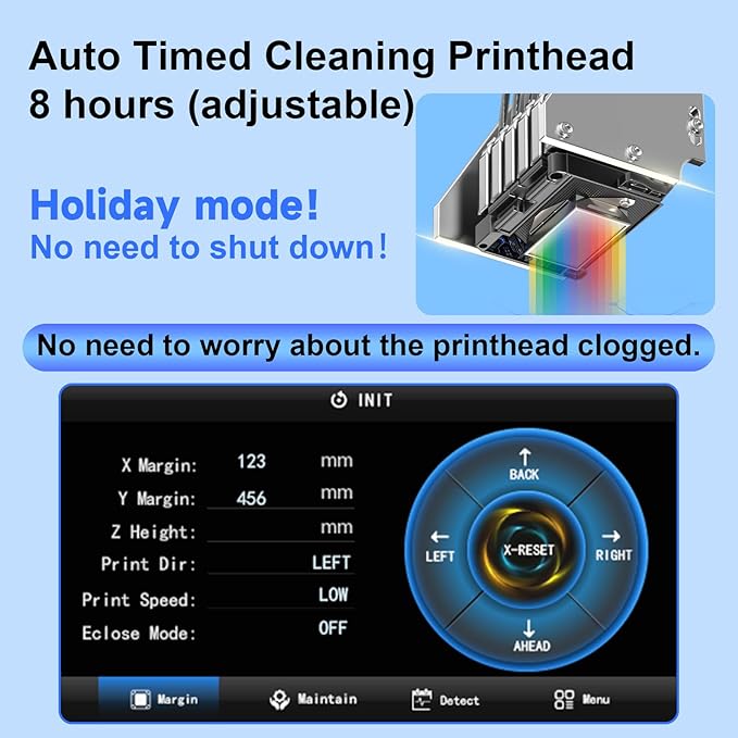 MZK A3 Plus DTF Printer XP600 Doubled-Speed,13+" DTF Film,Built-in Holiday Automatic Timed Cleaning Printhead,LED Multi-Function Fouch Screen,Film Cutter,White Ink Circulation,Gift Ink 2 Year