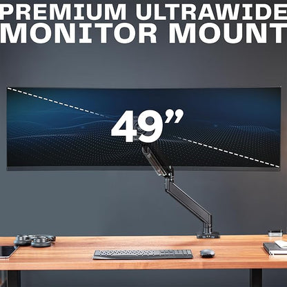 VIVO Premium Aluminum Heavy Duty Monitor Arm with 3.0 USB Ports, Fits Ultrawide Monitors up to 49 inches and 33 lbs, Single Desk Mount Stand, Pneumatic Height, Max VESA 100x100, Black, STAND-V101G1U