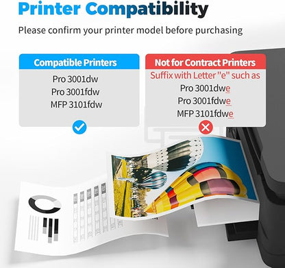 138X (with Chip) High Yield Compatible Toner Cartridges Replacement for HP 138X W1380X 138A W1380A for Pro 3001dw 3001dn MFP 3101fdw 3101fdn Printer (Black, 2-Pack)