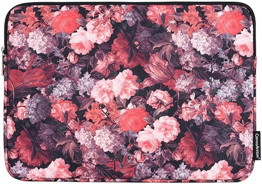 Laptop Sleeve 14 Inch,Waterproof Protective Notebook Case Briefcase Carrying Bag Compatible with MacBook,Acer,Asus, Dell,Lenovo,Microsoft,HP Laptop Cover (Red Flowers, 11 inch)