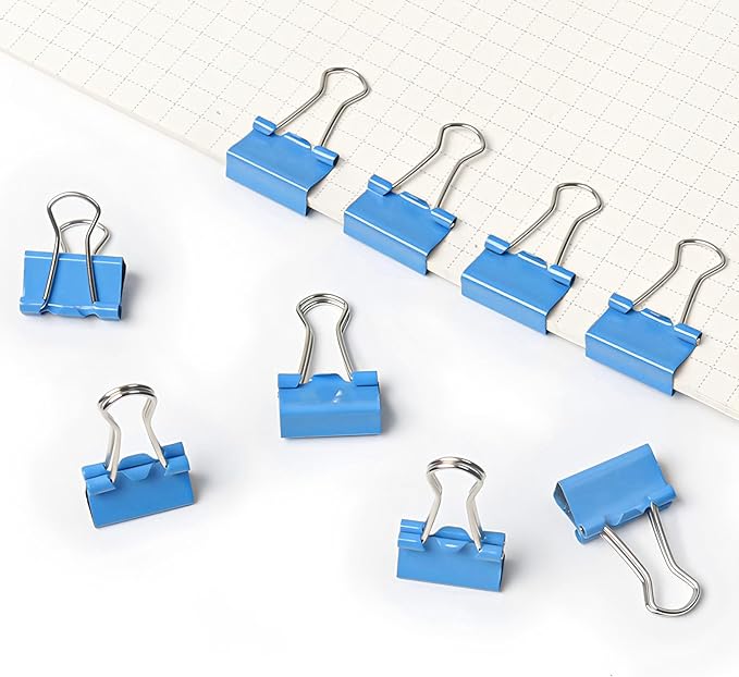 50 Pack Small Blue Binder Clips 3/4 Inch (19 mm), Colored Little Paper Clamps, Tiny Mini Paper Clips for Office Home School Business 0.75"