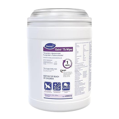 Oxivir Diversey Tb 4599516 Ready-to-Use Disinfectant Cleaning Wipes, Accelerated Hydrogen Peroxide, Unscented, Standard 6x7-Inch Sheets, 160-Wipes, 1-Canister