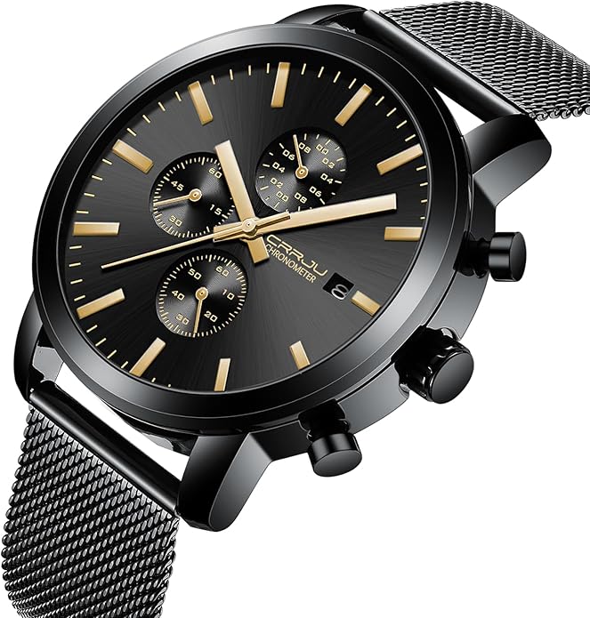 CRRJU Mens Stylish Casual Quartz Watches for Men Luxury Waterproof Calendar Chronograph Japan Movement Wristwatches