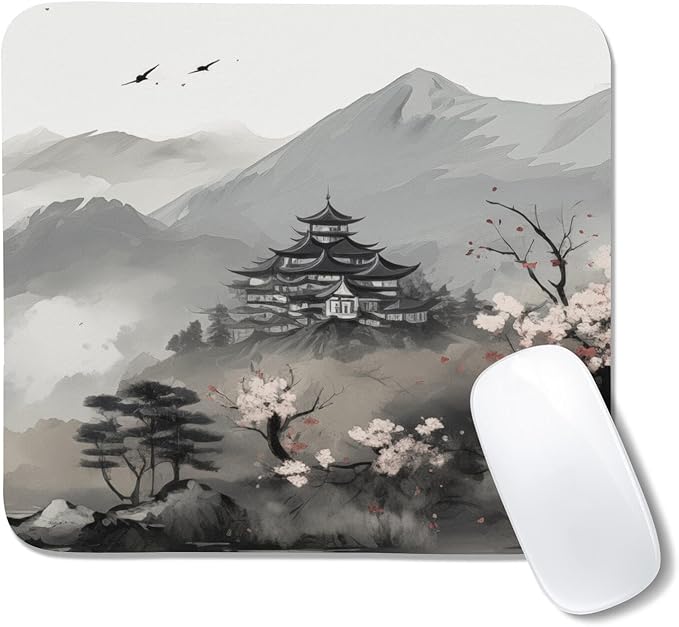 Cherry Blossom Patterns Desk Mat, Large Gaming Mouse Pad Non-Slip Rubber Base with Stitched Edges, Waterproof Protection for PC Laptop Home Office Desk Decor (12.5x10.5in)