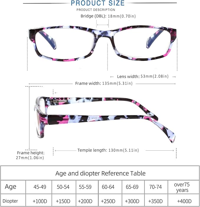 Henotin 5-Pack Reading Glasses Blue Light Blocking Anti Eyestrain Computer Reading Glasses for Women and Men Readers (Mix Color-C1, 4.00, Diopters)