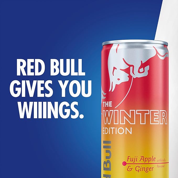 Red Bull Fuji Apple and Ginger Winter Edition Energy Drink, with 114mg Caffeine plus Taurine & B Vitamins, 12 Fl Oz, 6 Packs of 4 Cans (Pack of 24)