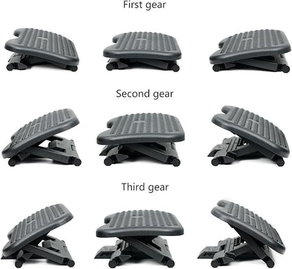 Under Desk Footrest Adjustable Height Comfy Foot Rest with 30 Degree Angle Adjustment for Comfort Home, Office Pressure Relief