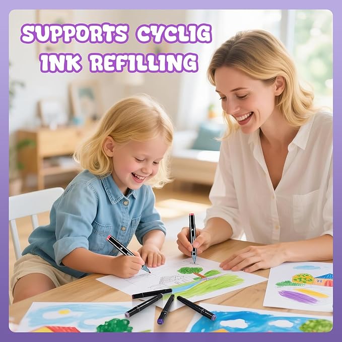 Alcohol Markers 168 Colors with Base Dual Tip Art Drawing Markers for Kids Students and Adults Comics Sketching Illustration - Refillable