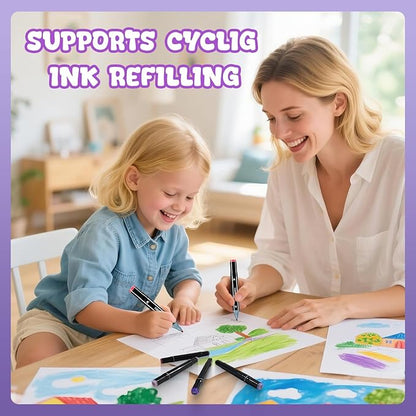 Alcohol Markers 120 Colors with Base Dual Tip Art Drawing Markers for Kids Students and Adults Comics Sketching Illustration - Refillable