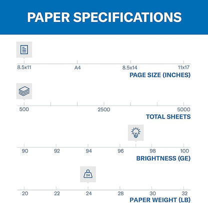 Hammermill Printer Paper, Premium Inkjet & Laser Paper 24 Lb, 8.5 x 11 - 1 Ream (500 Sheets) - 97 Bright, Made in the USA, 166140R