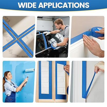 Blue Painters Tape, 20 Rolls Paint Tape 1 Inch Wide (0.98 in. x 55 Yds) Blue Masking Tape Protects Surfaces, Painter's Tape for Indoor and Outdoor Use, Easy Removal (20PCS)