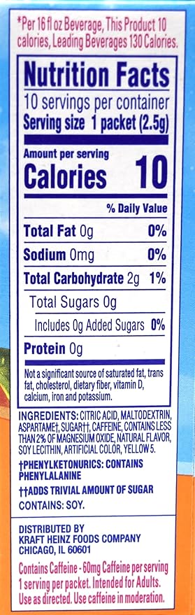 Crystal Light On The Go Citrus With Caffeine Drink Mix, 10-Packet Box (Pack of 35)