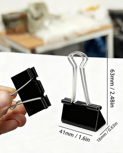 12Pcs Binder Clips 1.6in Binder Paper Clips Reusable Paper Clamps Clips for Office Supplies Organized Document Storage in Office, Study Room, School – Multicolor