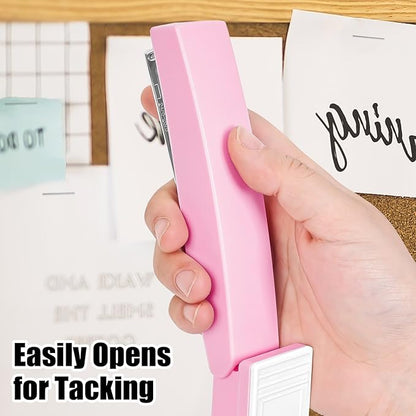 Stapler 25 Sheet Capacity with 1000 Staples and Staple Remover - Staplers for Desk, Non-Slip Office Stapler with Staples for Office, Pink