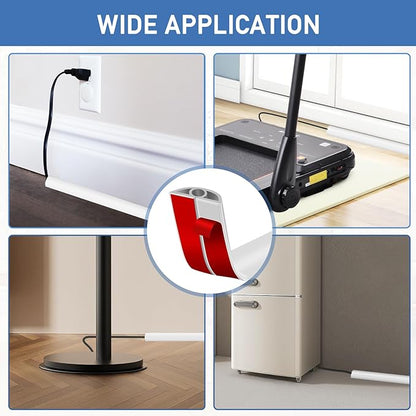 Floor Cord Cover Self Adhesive Cord Hider Floor Extension Cord Covers for Floor Power Cord Protector Cable Management Prevent Cable Trips Cable Cavity 0.32" W x 0.32" H (White, 10Ft)