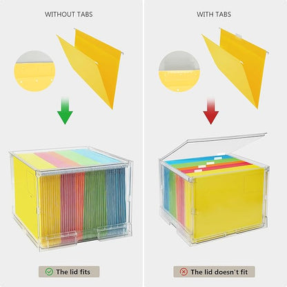 MUKAI File Organizer Box with Lid, Collapsible File Folder Organizer with Slide, Hanging File Folder Box, for Office Document Storage with Desktop organizer