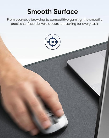 Waterproof Large Gaming Mouse Pad with Durable Stitched Edges, Non-Slip Rubber Base, Grainy Jacquard Mouse Mat Desk Pad for Home Office Gaming, 31.5''x11.8''x0.12'', Matte Gray