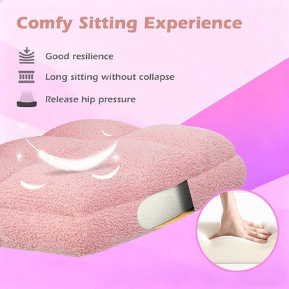 Office Chair with Wheels, Ergonomic Computer Desk Chair with Flip-up Armrest, Adjustable Rolling Swivel Chair Teddy Fleece – Dusty Pink