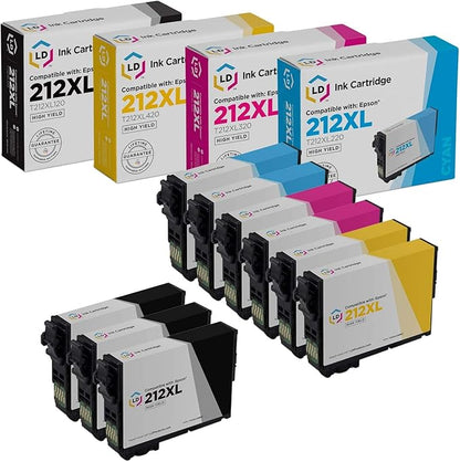 LD Remanufactured Replacements for Epson 212xl Ink Cartridge T212XL 212 XL T212 High Yield for use in Epson WF-2850, XP-4100, XP-4105, WF-2830 (3 Black, 2 Cyan, 2 Magenta, 2 Yellow, 9-Pack)