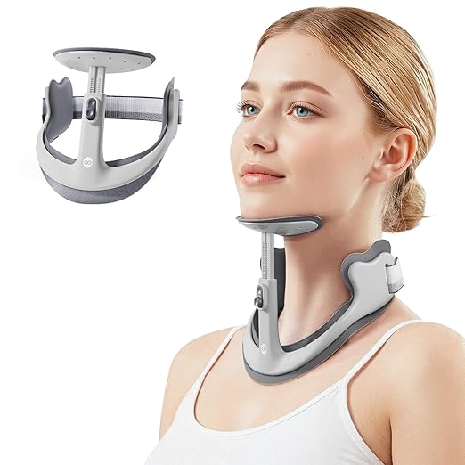 Posture Corrector for Neck & Cervical Spine Alignment - 360° Adjustable Neck Collar with 28 Levels, Memory Foam Support for Pain Relief, Tech Neck, Hump & Forward Head Posture