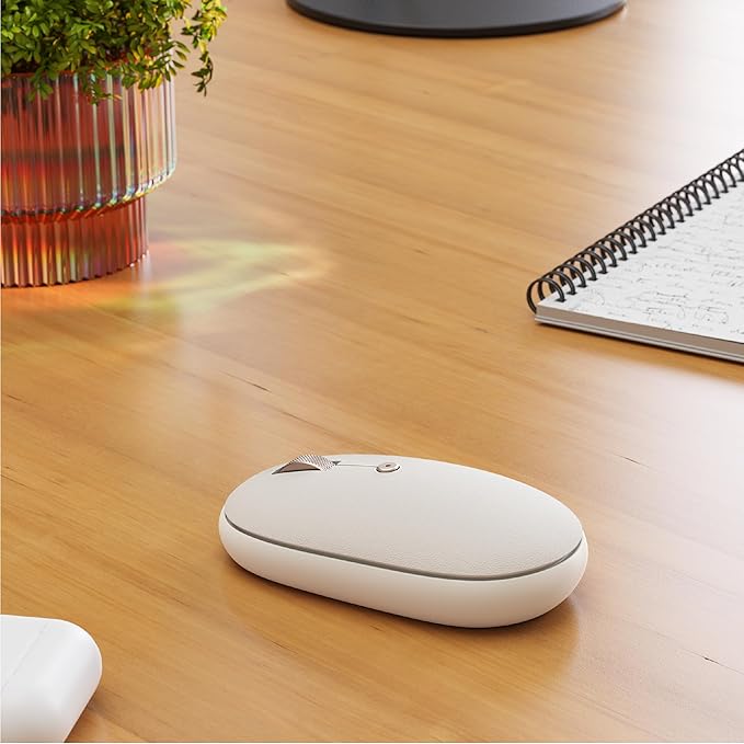 Satechi OntheGo Bluetooth Mouse with USB C Rechargeable Battery, Connect up 3 Devices, Compact and Portable Wireless Mouse for Laptop, Computer, Tablet – Sand