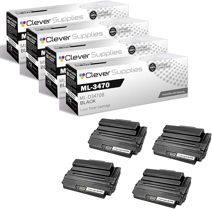 CS Replacement Toner Cartridge Compatible with Samsung ML-3470 ML-D3470B Black ML Printers ML-3470D ML-3470ND ML-3471DK ML-3471ND Toner Cartridge 4 Pack