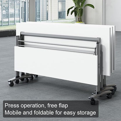 Folding Conference Room Table,Flip Top Mobile Training Table,Mobile Training Tables with Wheels for Office Conference tables Training Rooms Foldable Meeting Tables (30pack 55.1 x 21.6 x 29.5inch)
