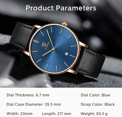 L LAVAREDO Watch for Men, Extremely Thin Mens Watches Minimalist Analog Men's Leather Wrist Watches with Time/Date, Birthday Gift for Men Boyfriend
