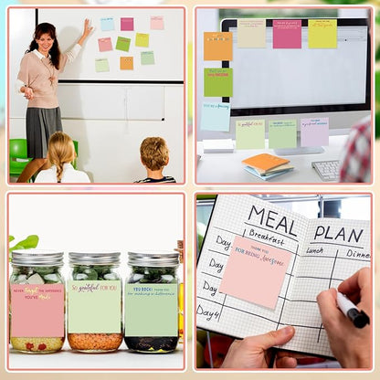 Yinder 24 Pcs Employee Appreciation Sticky Notes Xmas Gift Bulk Motivation Note Pads Mini Inspirational Note Gift for Teacher Nurse Staff Coworker Office Supply 3 x 3'' (Appreciation,Macaron)