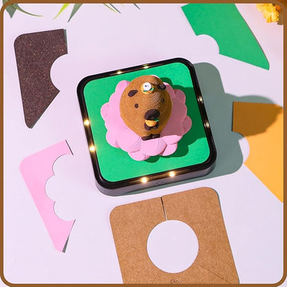 3D Time Piece Calendar 2026 DIY Calendars Tear Away Carving Art 3D Memo Pad Calendar With LED Lights sculpture artsy pads calendar notepad for Desktop Decor-Capybara
