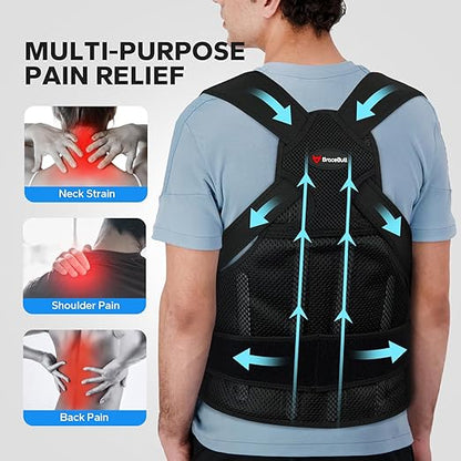 Posture Corrector for Men and Women, Adjustable Upper Back Brace, Comfortable Shoulder Support for Spine Alignment, Posture Training and Daily Wear Under Clothes (Small 26.8‘’-33.5‘’)