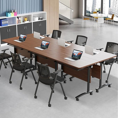 Conference Room Table, Folding Conference Table with Flip-Top Design, Mobile Seminars Dynamic Meetings Training Tables for Offices, Classrooms, and Meeting Room (4, HT1619, 61)