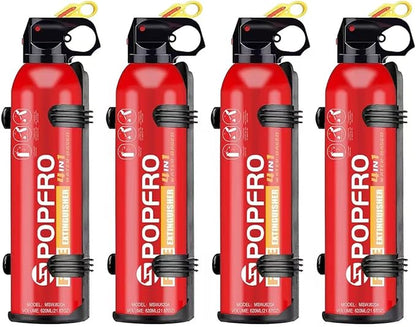 4-in-1 Small Fire Extinguisher for Home, Garage, Kitchen, Car | For Electric, Textile and Grease Fires | Non-Toxic, Easy Clean | Wall Mount Incl (4 pack)