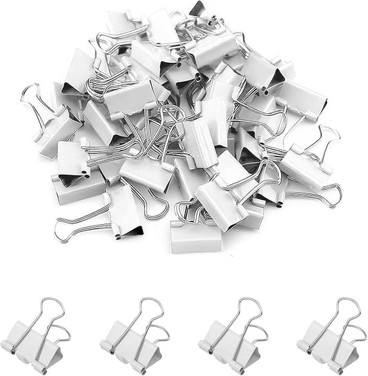 50 Pack Small White Binder Clips 3/4 Inch (19 mm), Colored Little Paper Clamps, Tiny Mini Paper Clips for Office Home School Business 0.75"
