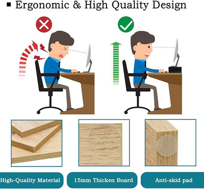 TEAMIX Wood Monitor Stand Riser - 2 Pack Adjustable Dual Monitor Riser for Laptop/PC