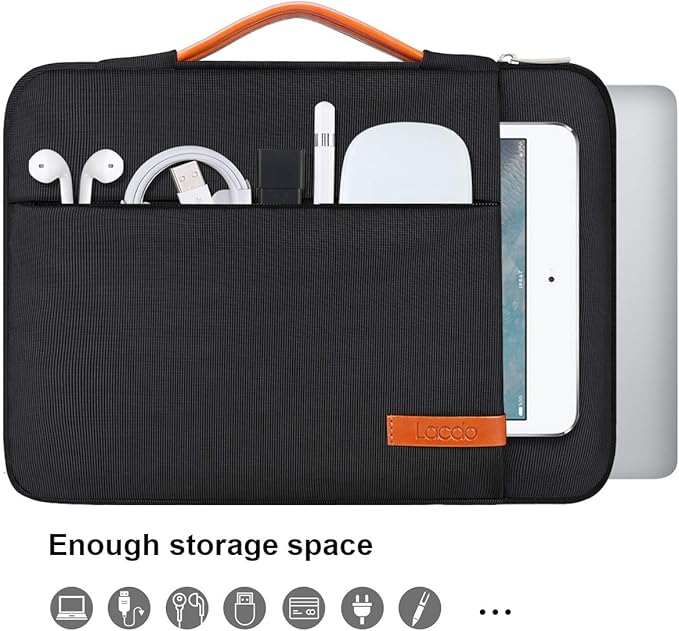 Lacdo 360° Protective Laptop Sleeve Case for 16 inch New MacBook Pro M4/M3/M2/M1 Pro/Max A3403 A3186 A2991 A2780 A2485 A2141 2024-2019, 15 inch Surface Laptop 7th Copilot+PC/6/5/4/3 Computer Bag,Black